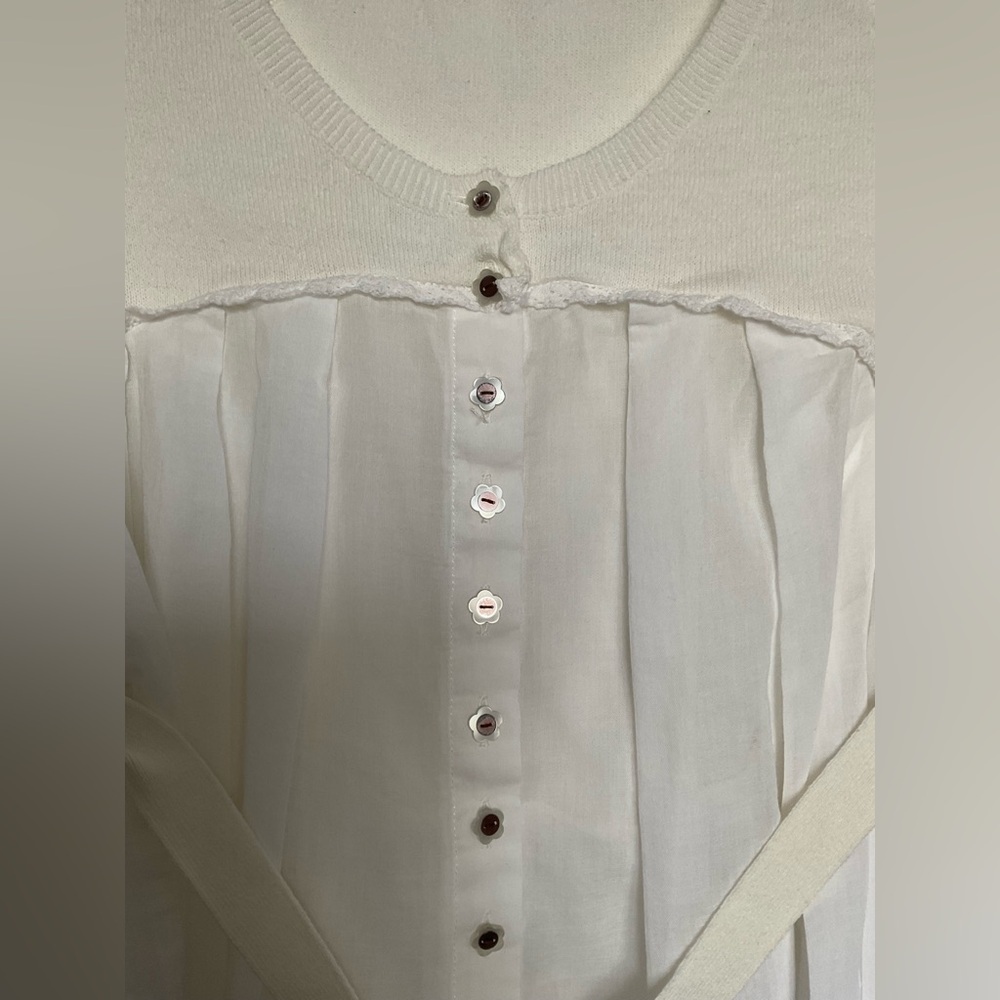 Cream Puff Sleeve Blouse with Ruched Tie Front - Picture 3 of 6